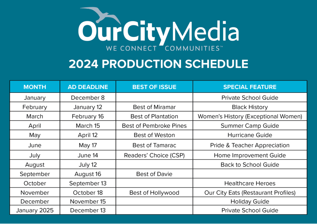 2024 Print Production Schedule Our City Media   2024 Production Schedule 1024x723 